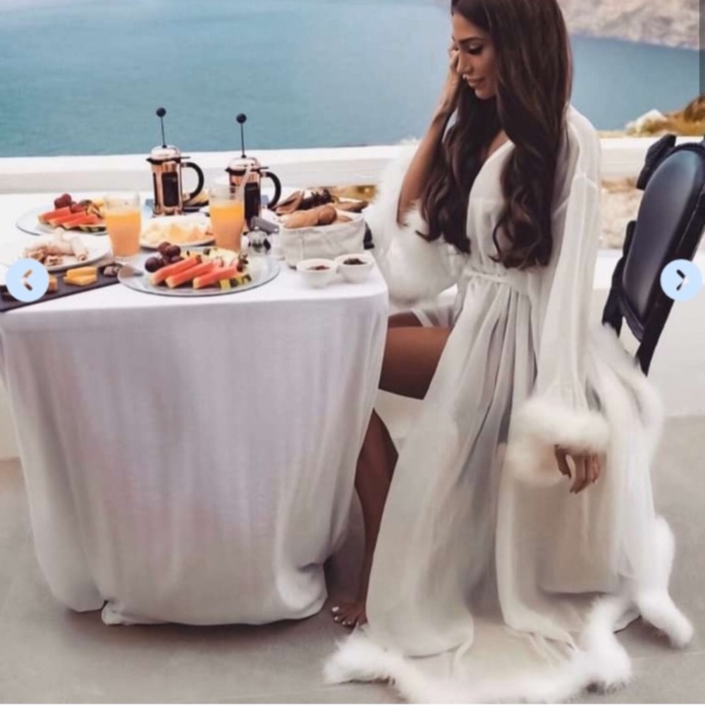 Meshki Claire Feather Trimmed Robe